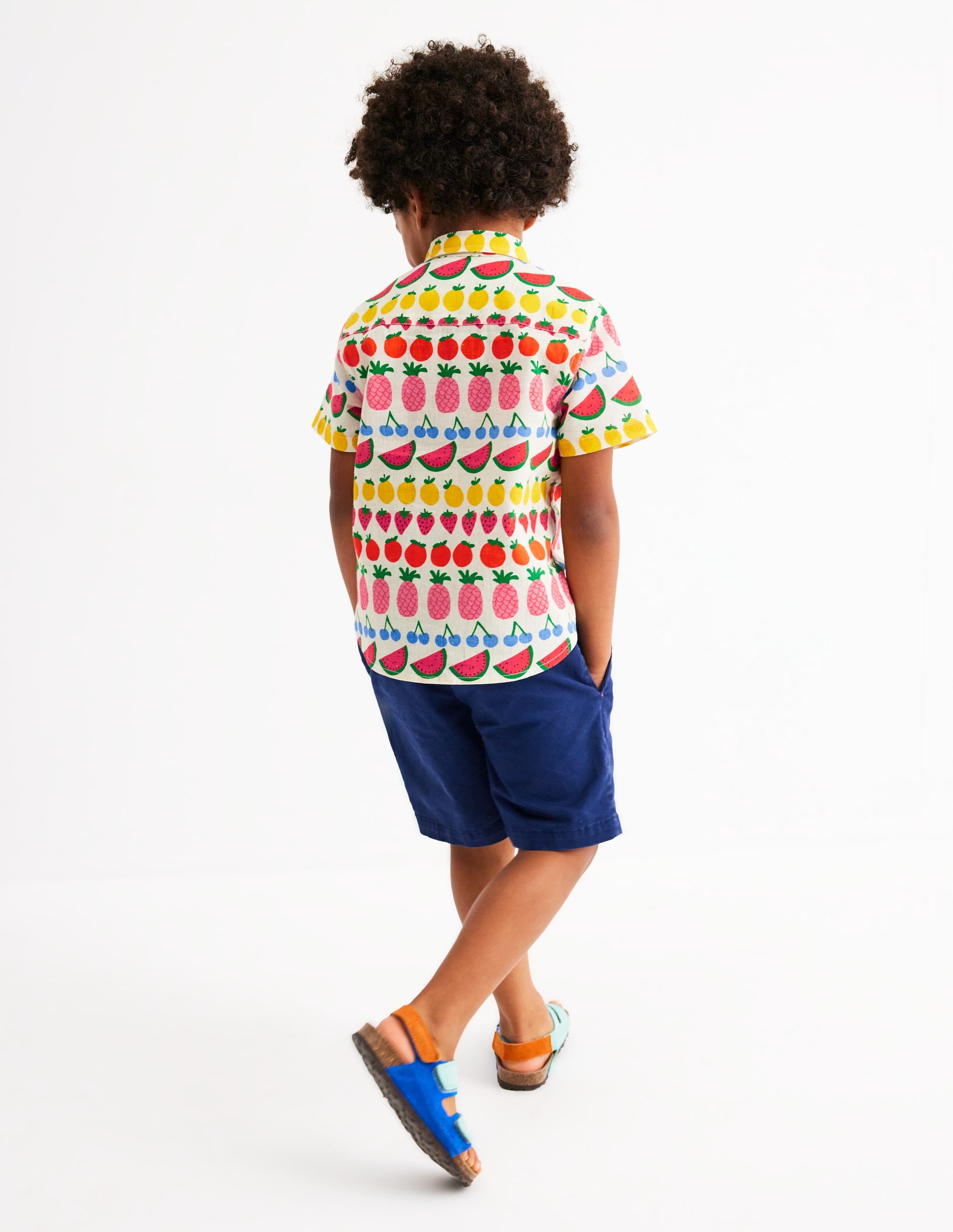 Chemise en coton et lin-Rayé fruits - Image 3