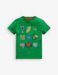 T-Shirt mit Superstitch-Design-Highland-Grün Dschungeltiere