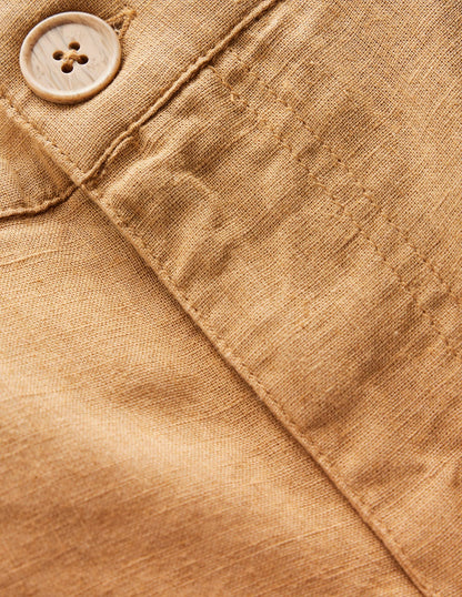 Shorts aus Baumwollleinen-Haselnussbraun