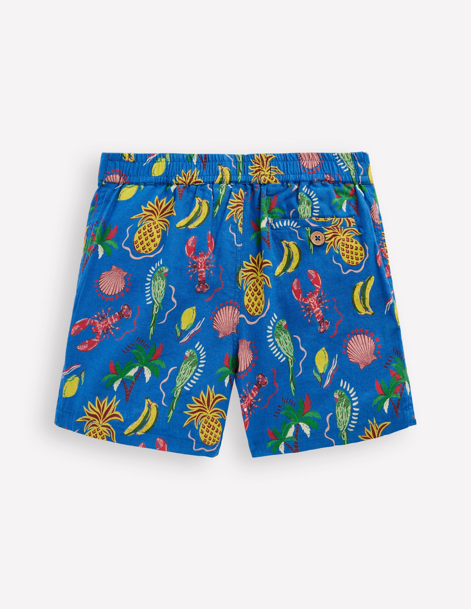 Short en coton et lin-Motif Tropical Tile bleu vif - Image 2
