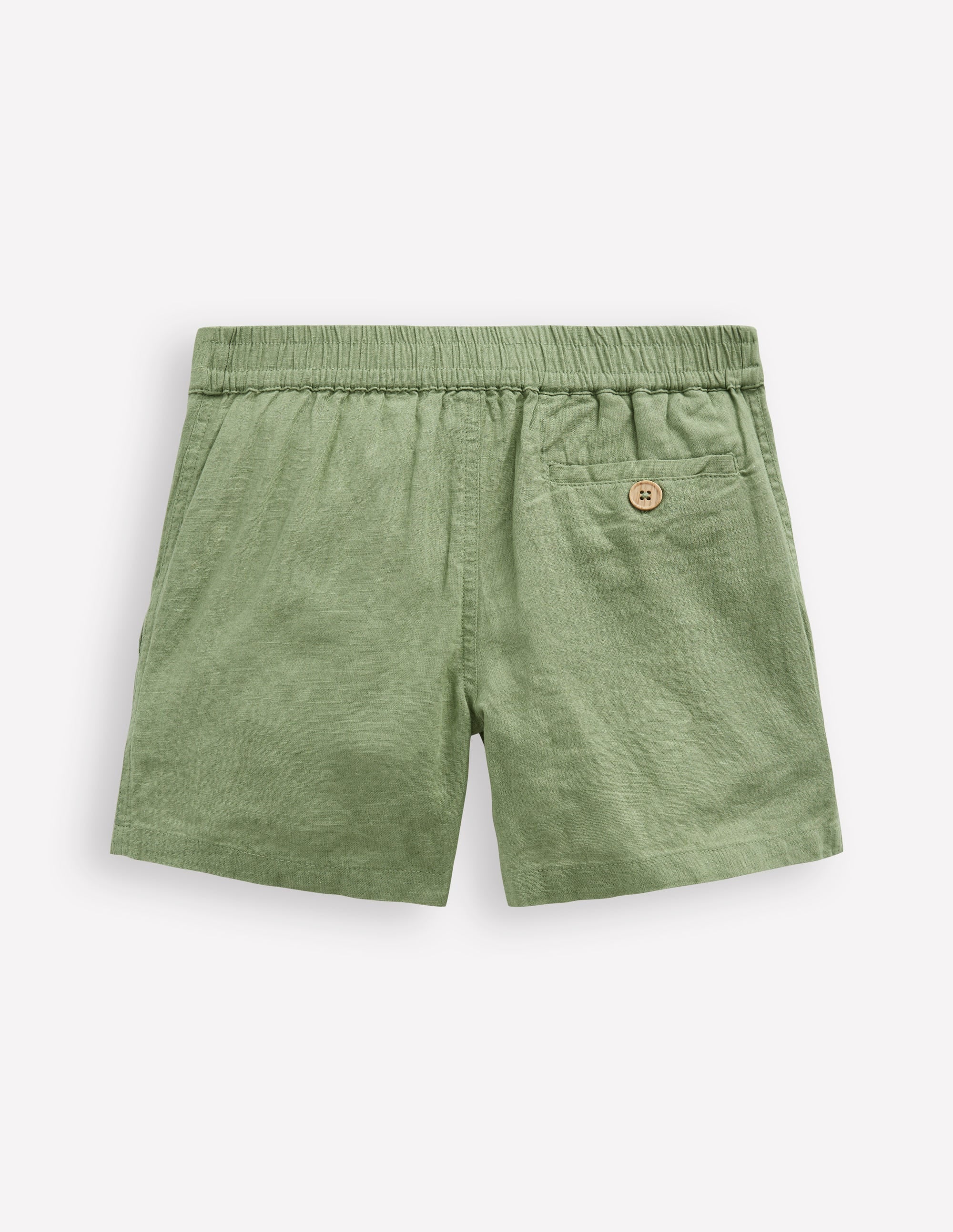 Short en coton et lin-Vert triton - Image 2