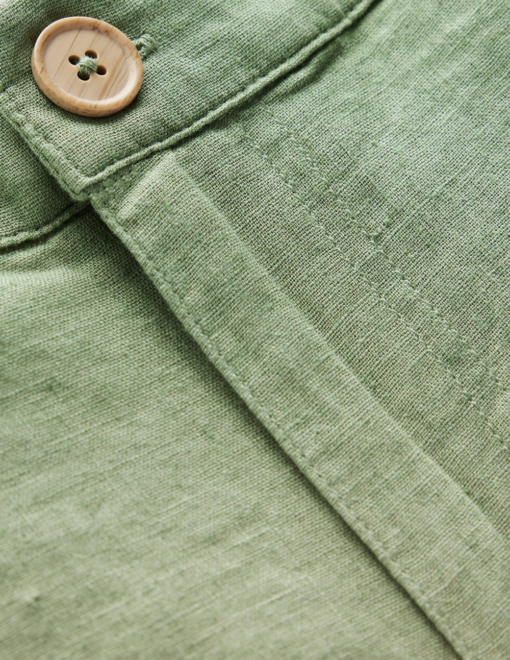 Short en coton et lin-Vert triton - Image 3