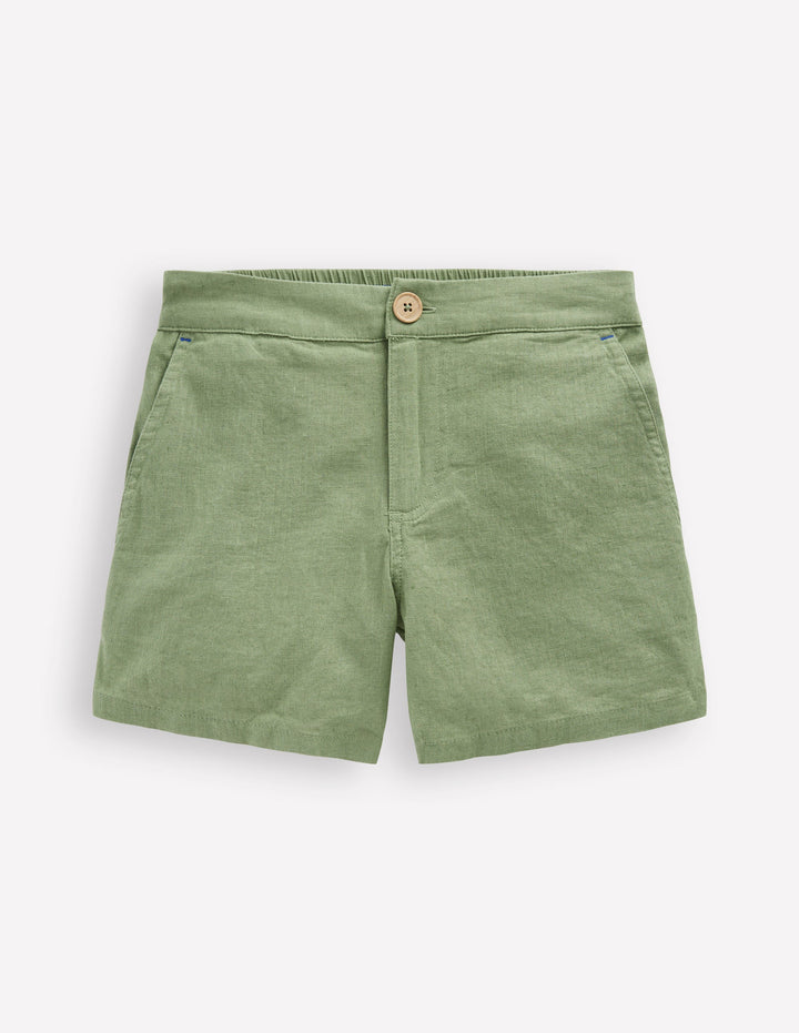Short en coton et lin-Vert triton
