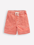 Baumwollshorts zum Hineinschlüpfen-Rot, Feine Streifen