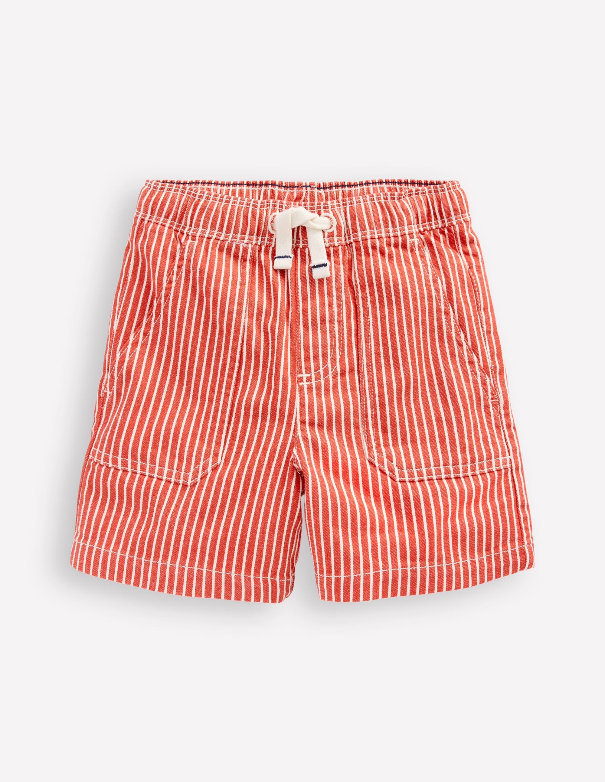Short en coton à enfiler-Coutil rouge - Image 1