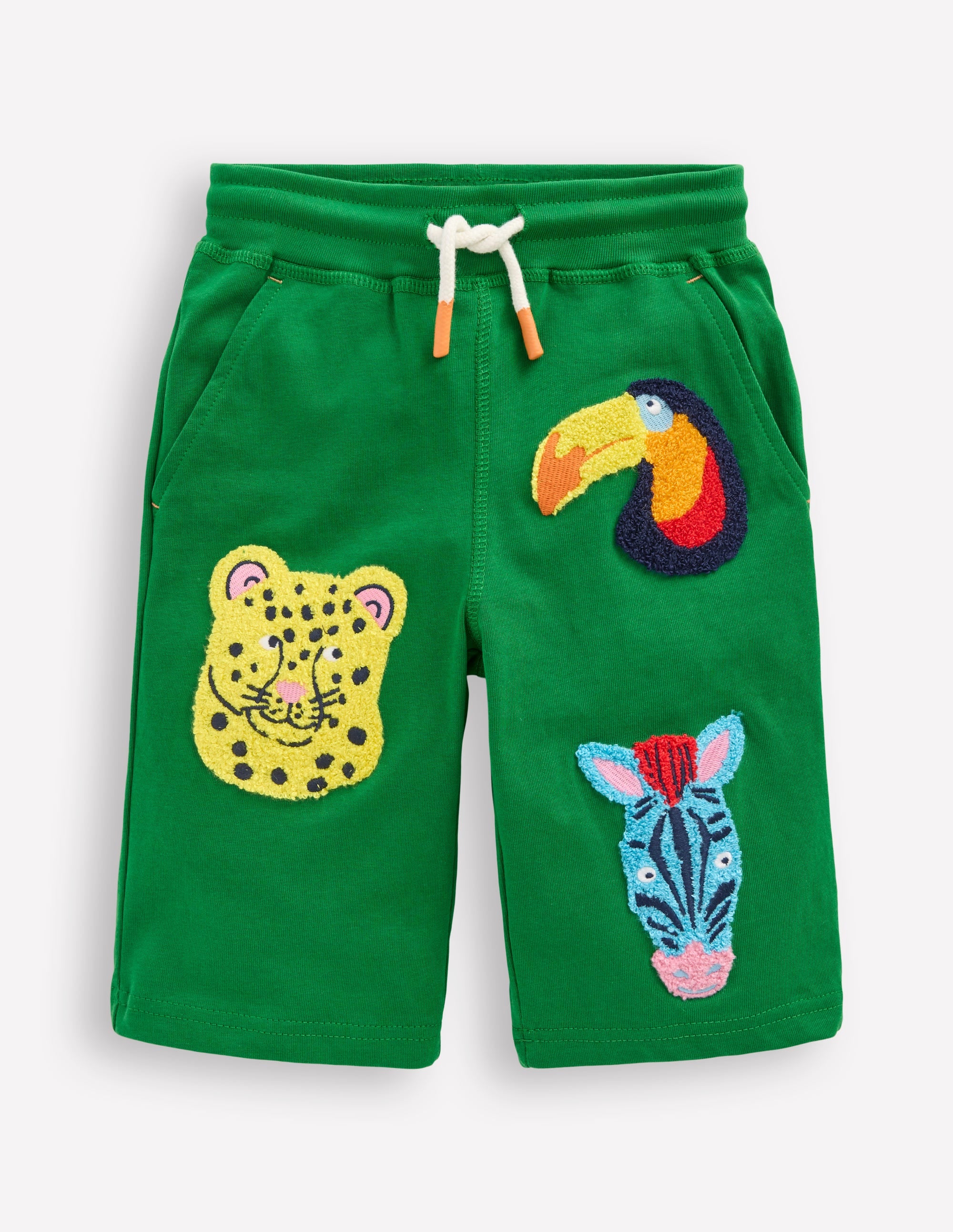 Short baggy en jersey-Animaux de la jungle vert des Highlands - Image 1