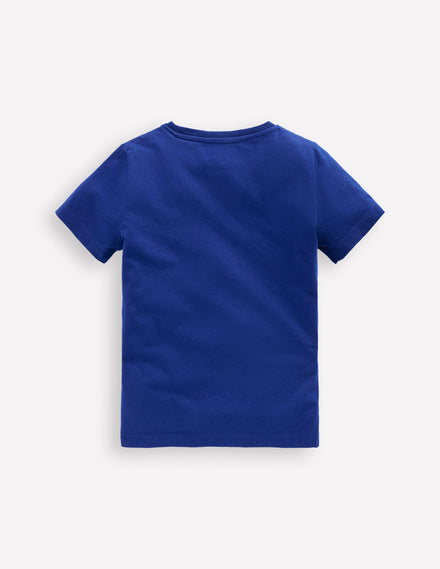 T-Shirt mit Reißverschlussapplikation-Leuchtendes Blau Kugelfisch