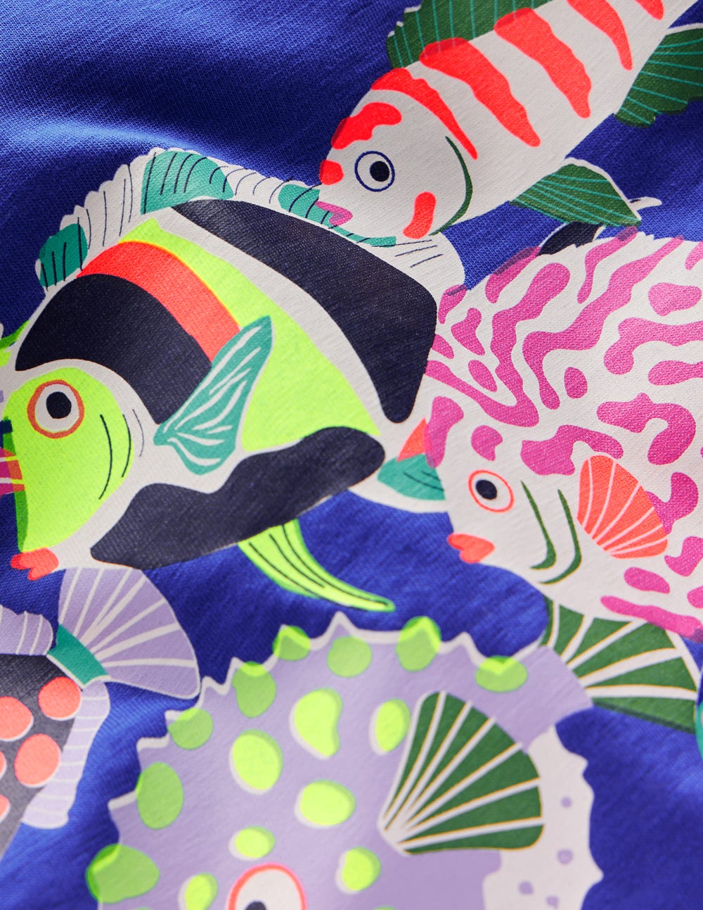 T-shirt manches courtes à imprimé riso-Poissons bleu héron - Image 5