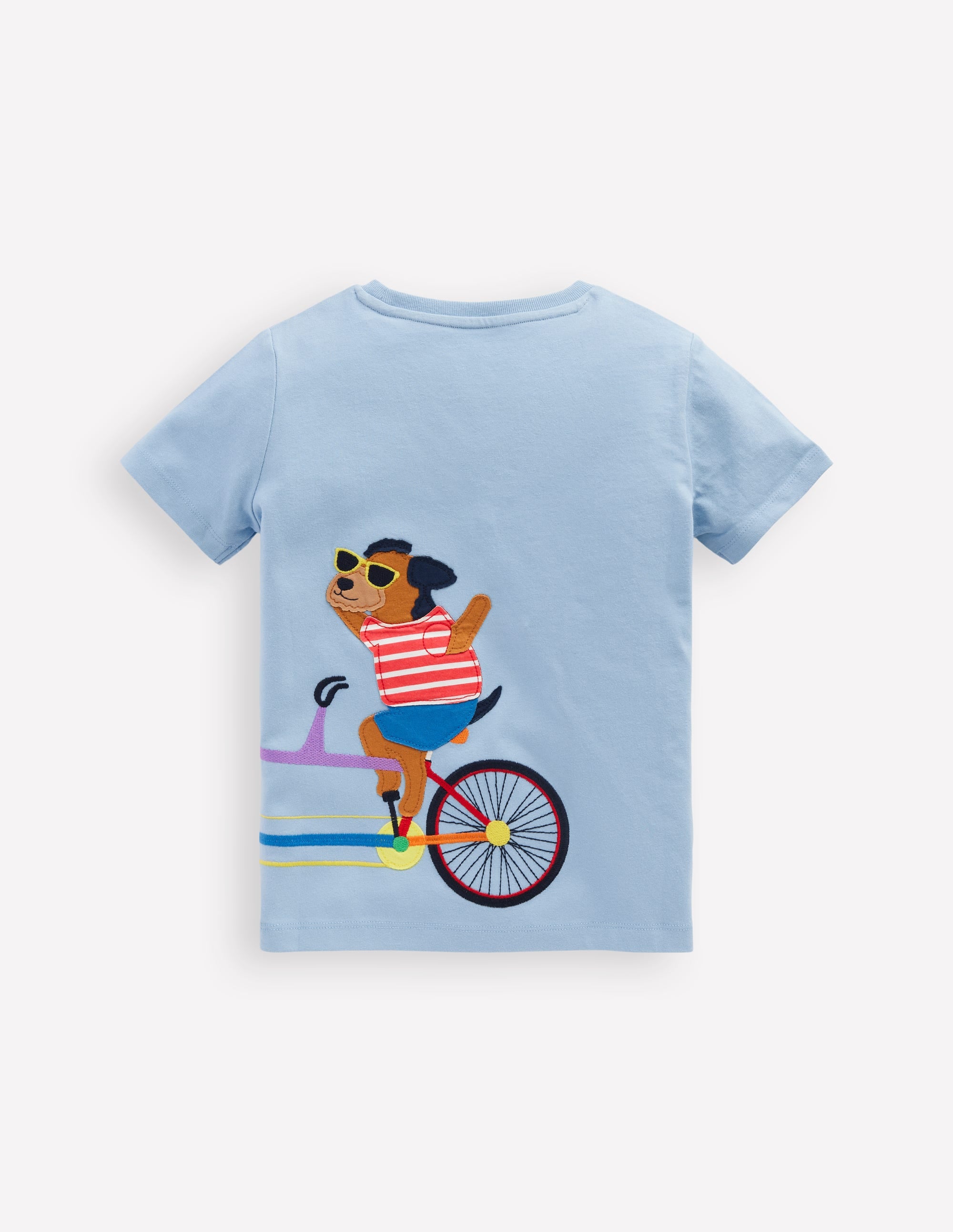 T-shirt graphique fun-Chiens sur un vélo bleu vintage - Image 2