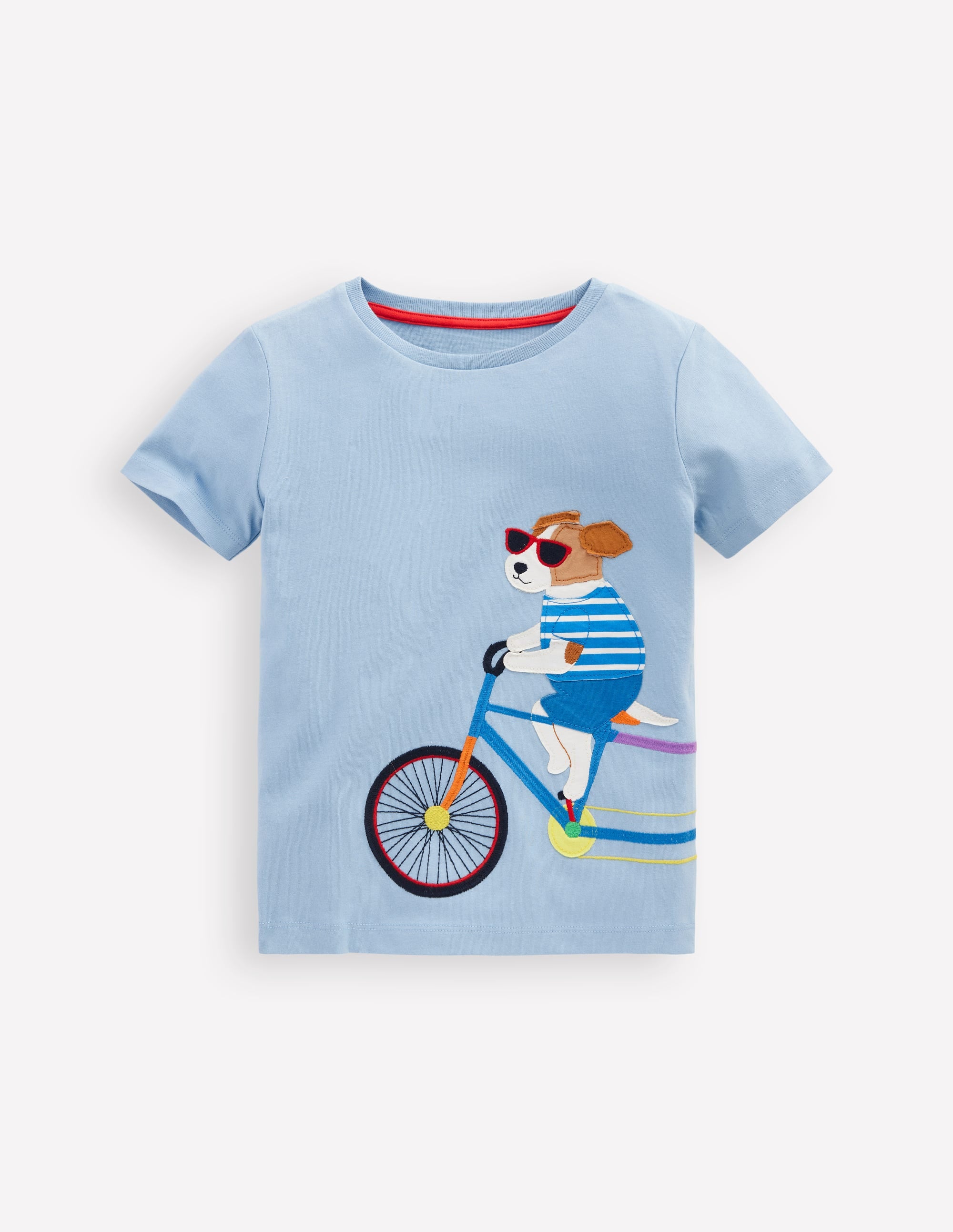 T-shirt graphique fun-Chiens sur un vélo bleu vintage - Image 1