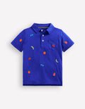 Embroidered Slub Polo Shirt-Fruit Embroidery