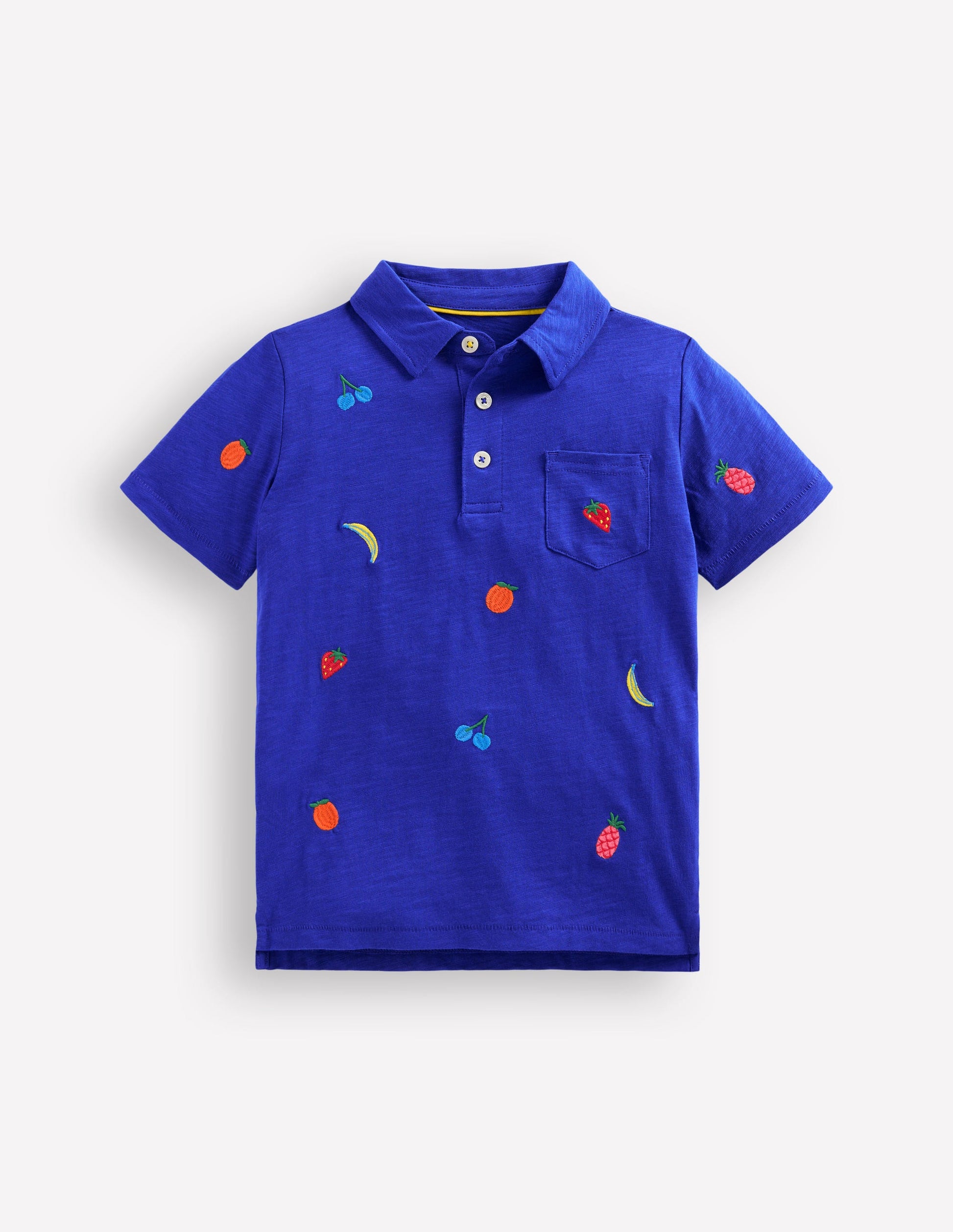 Embroidered Slub Polo Shirt-Fruit Embroidery-1