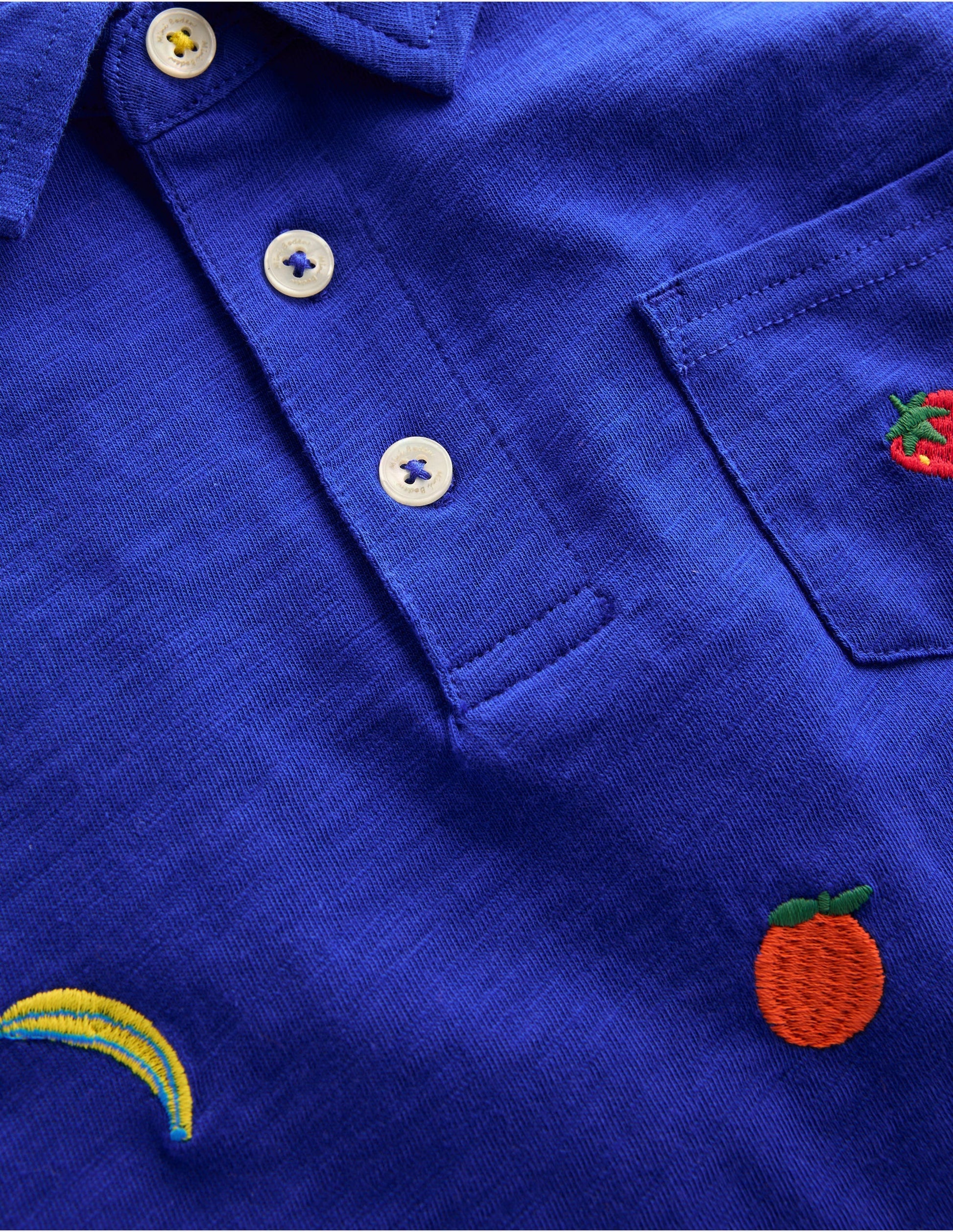 Embroidered Slub Polo Shirt-Fruit Embroidery-3
