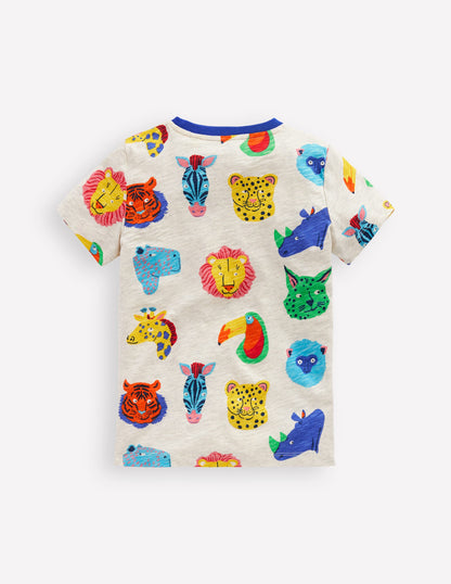T-Shirt mit durchgehendem Muster-Kokosnussmilch Dschungel