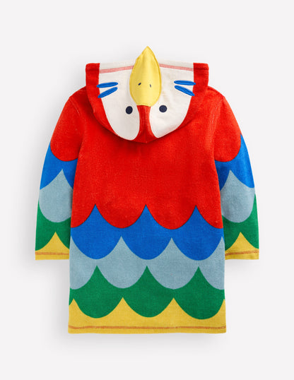 Frottee-Badeponcho mit Applikation-Bunt Regenbogen Papagei