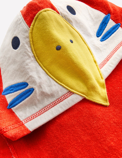Frottee-Badeponcho mit Applikation-Bunt Regenbogen Papagei