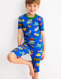 Pyjama court douillet-Animaux au bord de la piscine