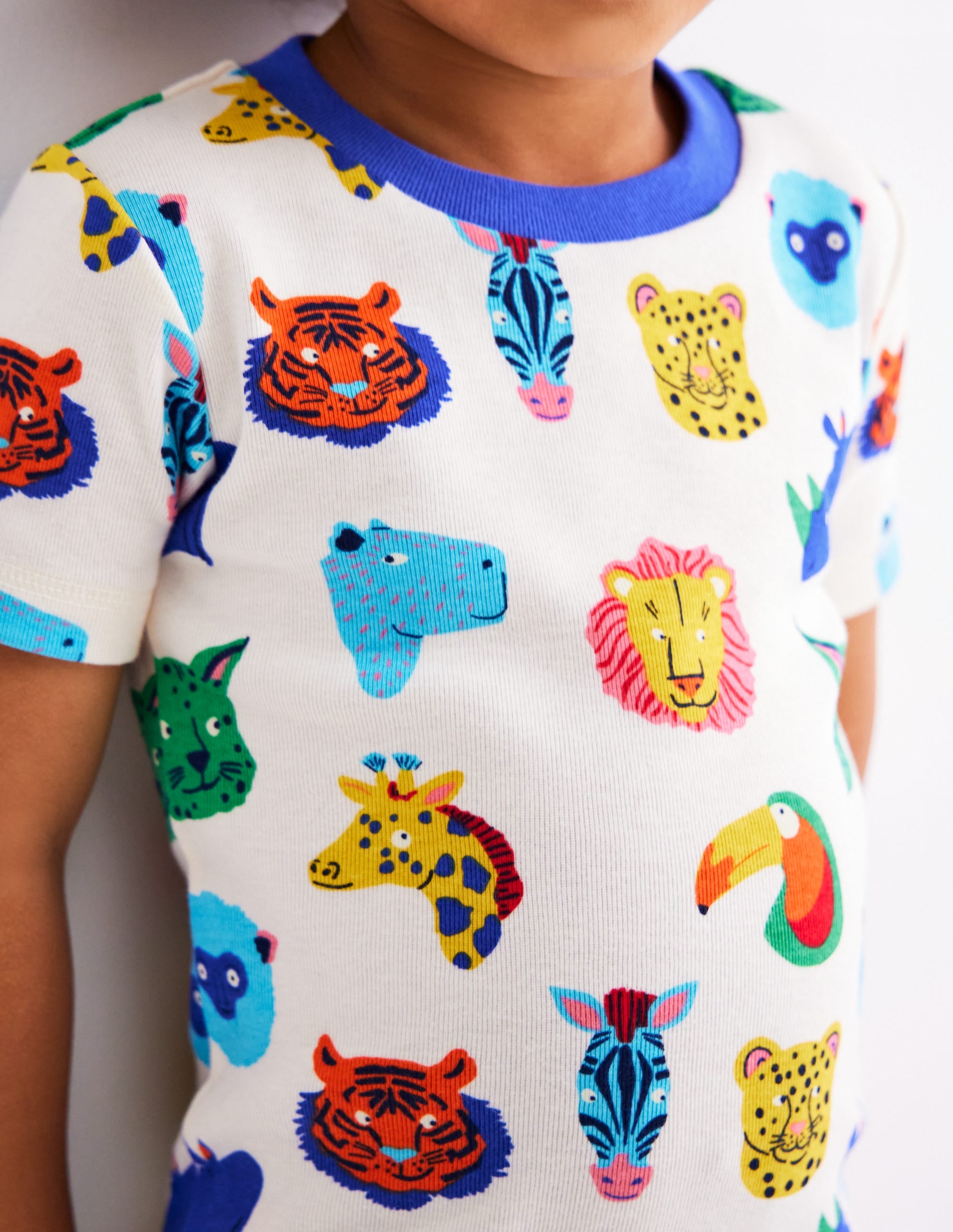 Pyjama court douillet phosphorescent-Visages d'animaux multi - Image 1
