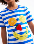 Bouclé-T-Shirt-Galerieblau/Naturweiß Fruchtgesicht