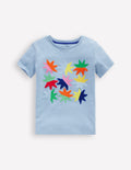 Bouclé-T-Shirt-Gletscherblau Zirkus Sterne