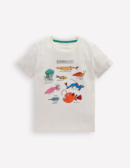 Im Dunkeln leuchtendes T-Shirt-Sanftes Naturweiß Bio