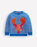 Lustiges Frottee-Sweatshirt-Blau und Naturweiß Hummer