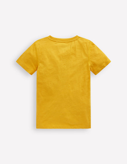 Kurzärmeliges Henley-T-Shirt-Gelb