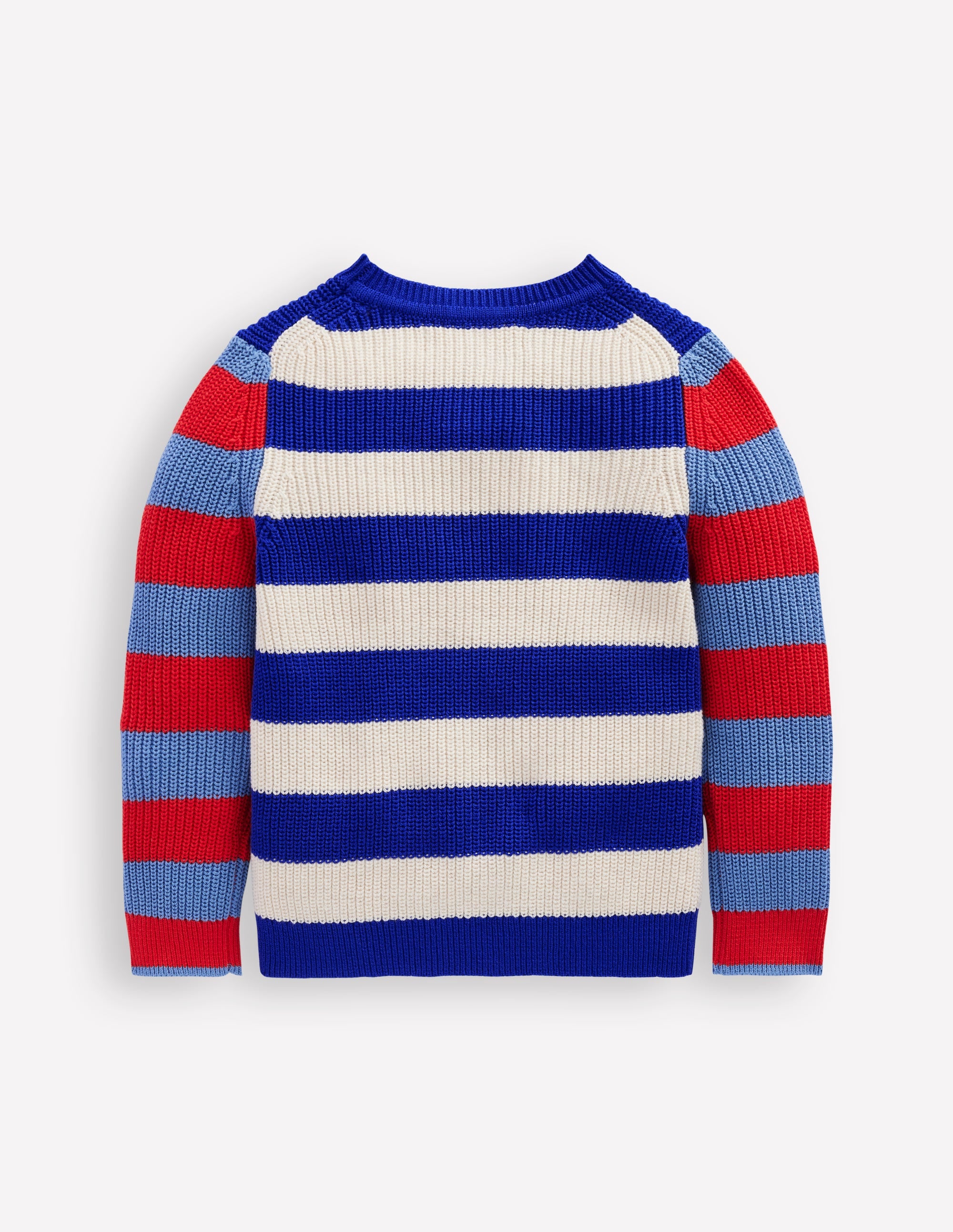 Pull pour tous les jours en coton-Rayé bleu vif/écru chiné - Image 2