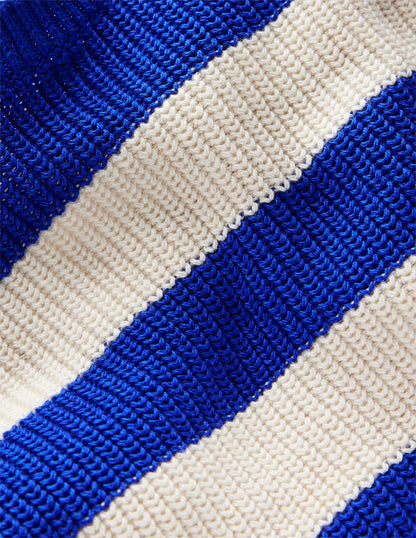 Baumwollpullover für den Alltag-Leuchtendes Blau/Beige Meliert Streifen
