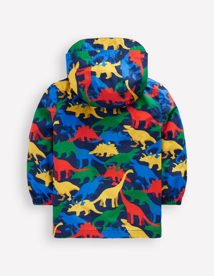 Wasserdichte Jacke zum Überziehen-Schuluniform-Marineblau Bunte Dinos-3