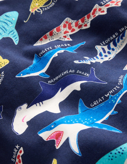 Printed Sweatshirt-College Navy Sharks