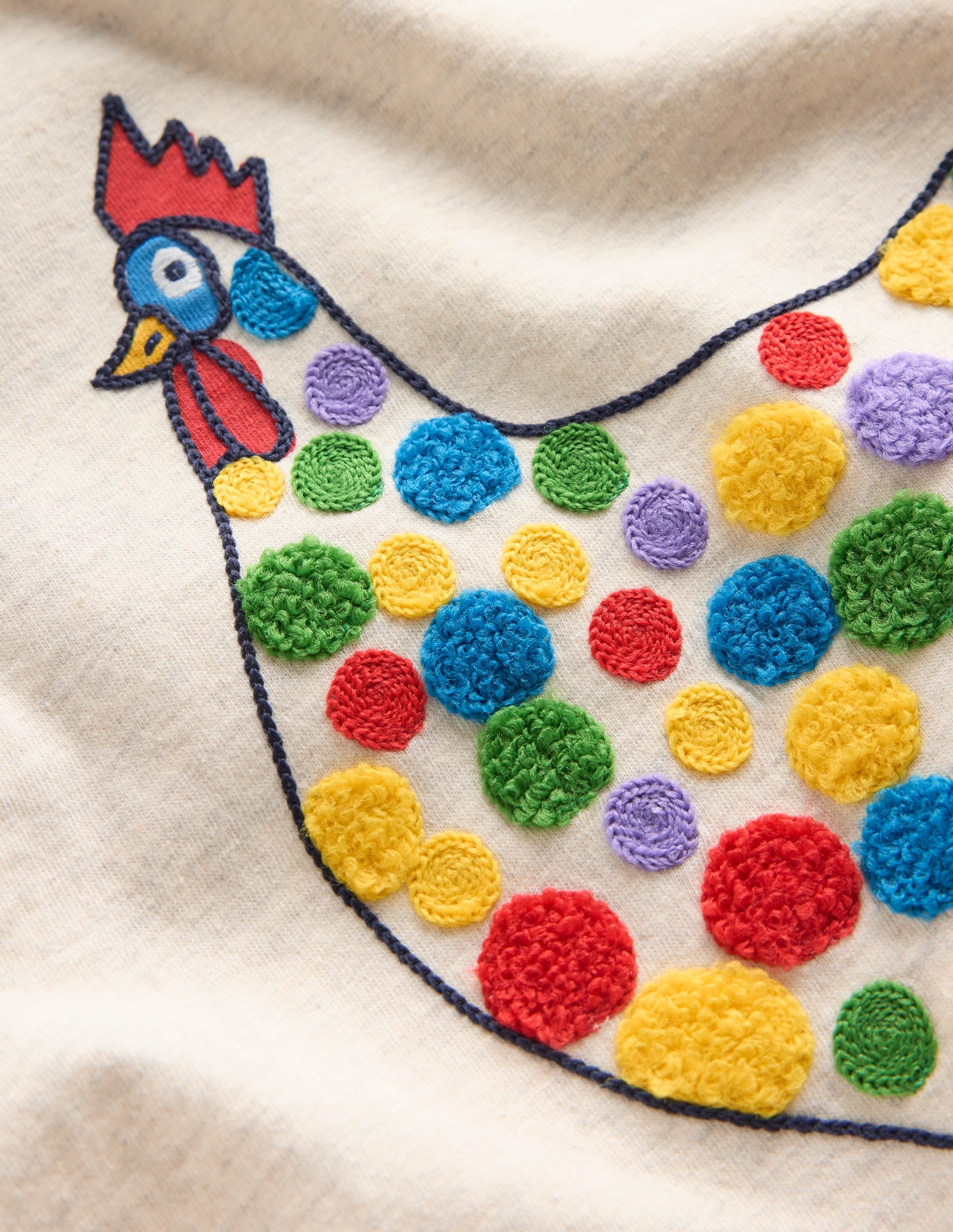 T-Shirt mit Applikation im Lagenlook-Haferbeige Meliert Huhn - Image 3