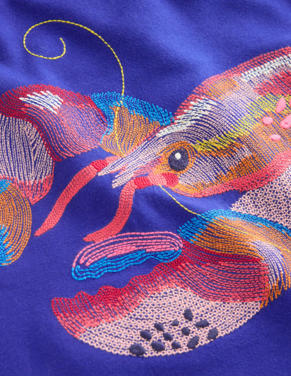 T-shirt à super surpiqûres-Homard bleu saphir