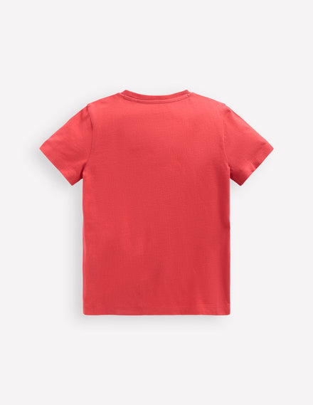 T-shirt à super surpiqûres-Tracteur rouge tarte aux fraises