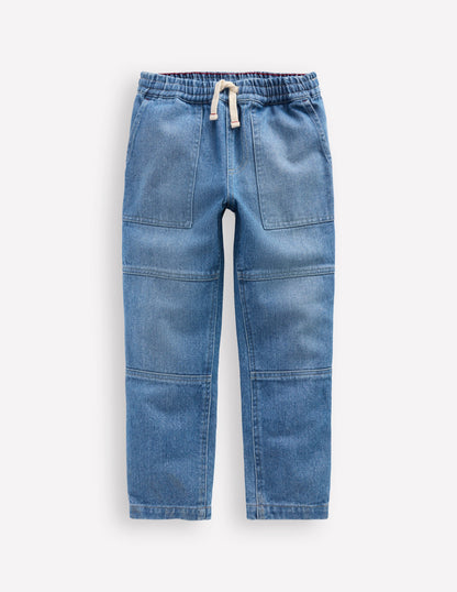 Jeans mit verstärktem Knie-Mittelblaue Waschung