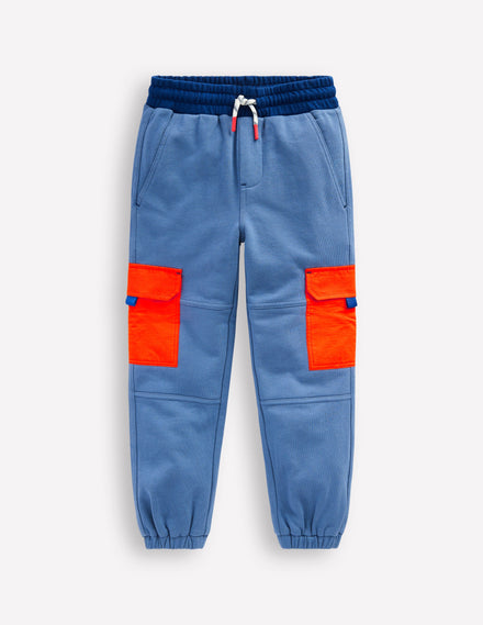 Bas de jogging cargo en coton ripstop-Bleu robot