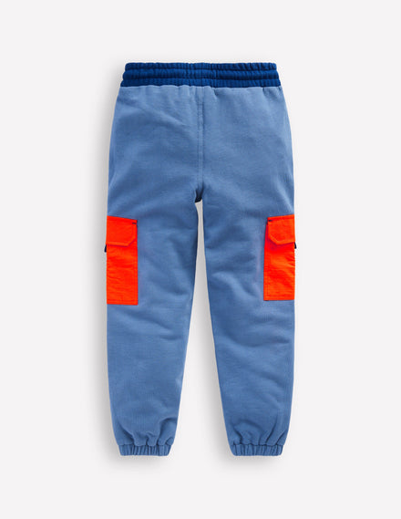 Bas de jogging cargo en coton ripstop-Bleu robot