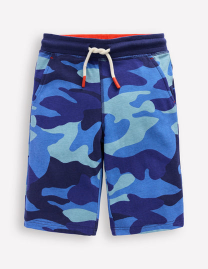 Baggyshorts aus Jersey-Blau mit Camouflage