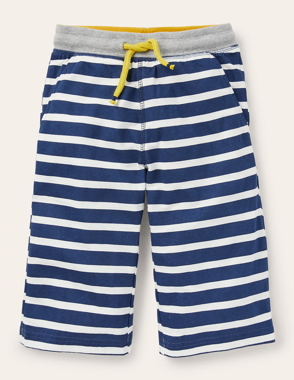 Baggyshorts aus Jersey-Schuluniform-Marineblau und Naturweiß