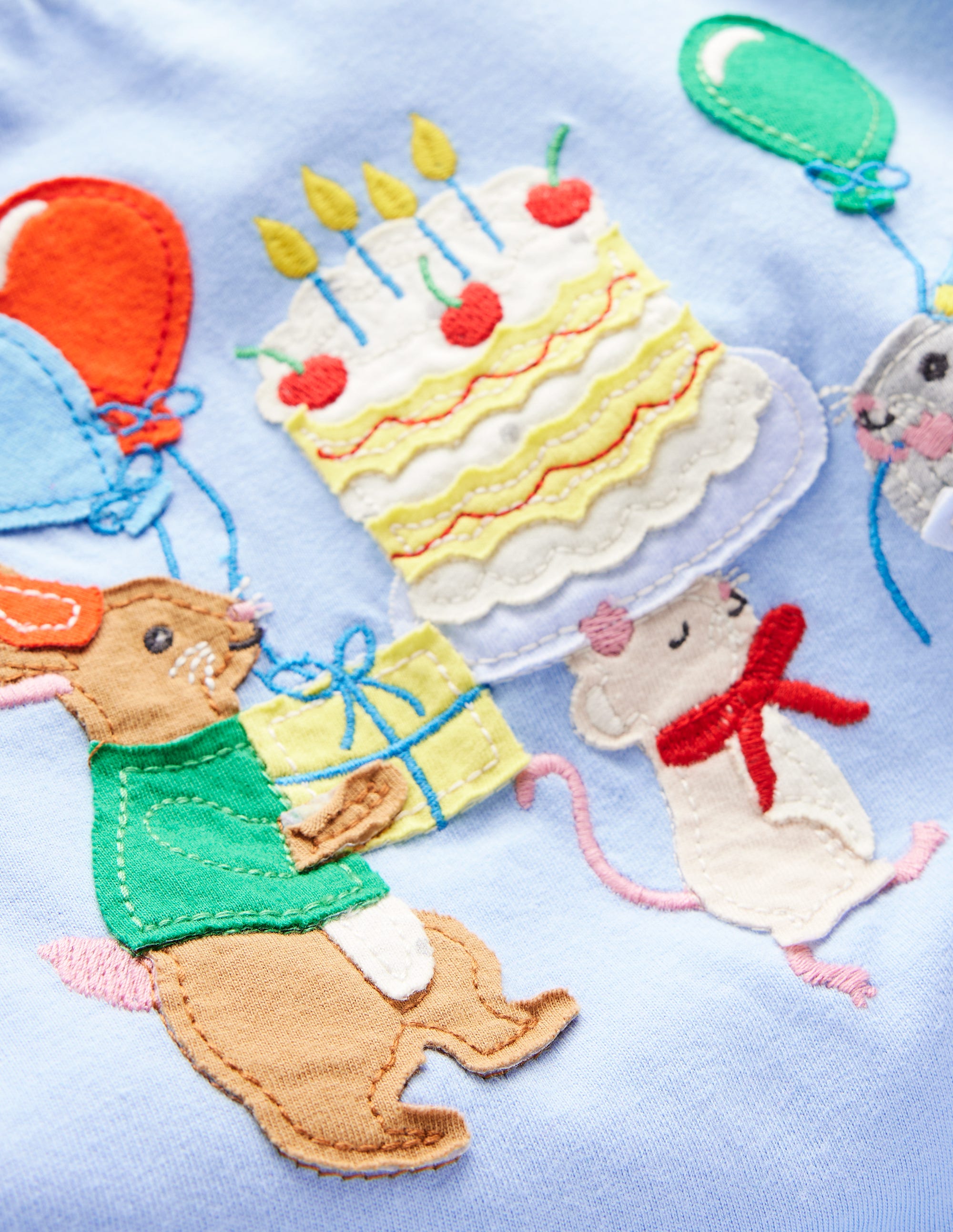 T-shirt manches courtes à appliqué-Lapins d'anniversaire bleu glacier - Image 3