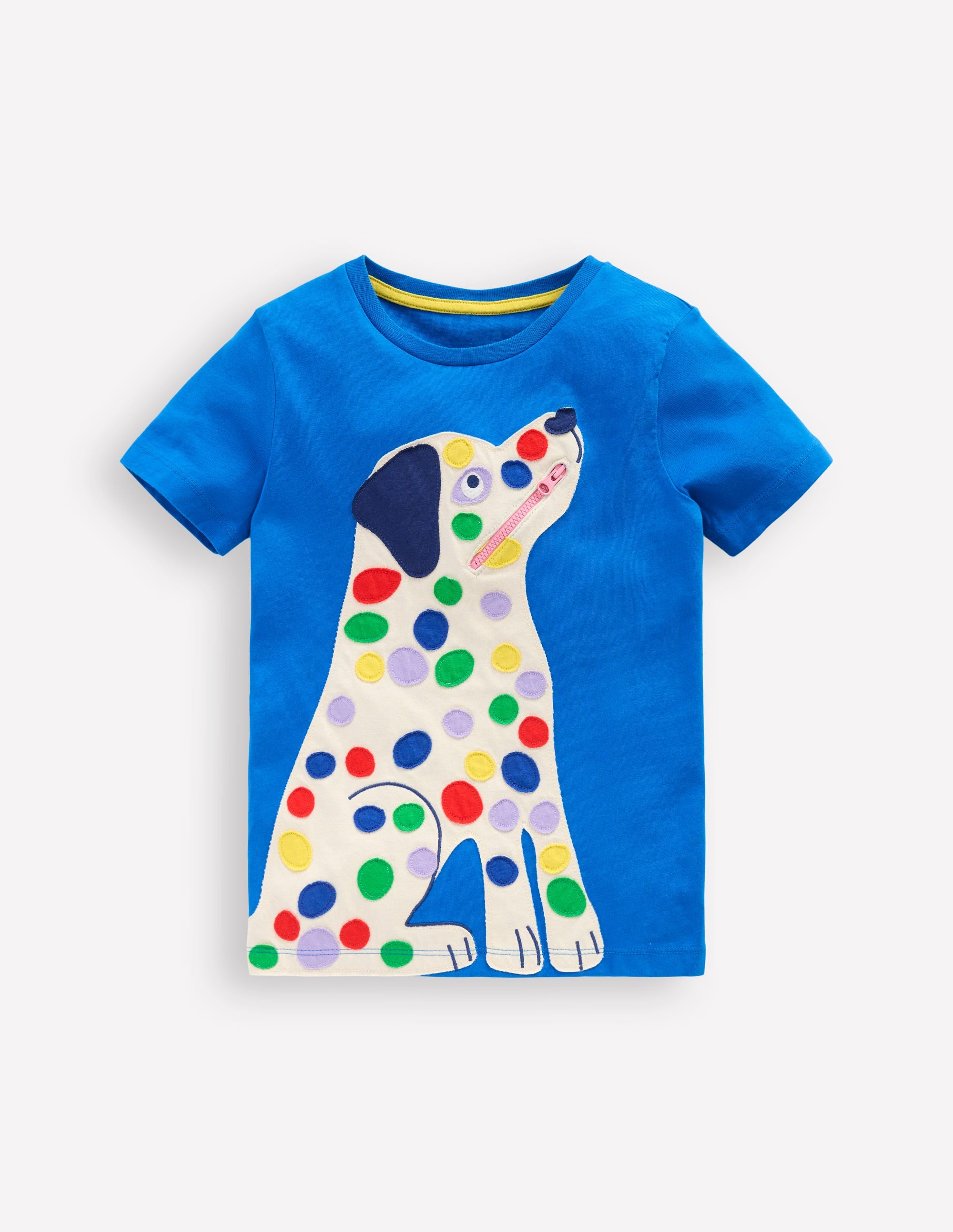 T-Shirt mit Reißverschlussapplikation-Eisvogelblau Hund - Image 1