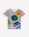 T-shirt manches courtes à imprimé riso-Espace bleu tribord/ivoire