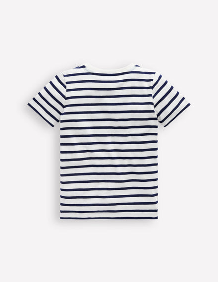 Riso T-Shirt-Steuerbord-Blau/Naturweiß Weltall