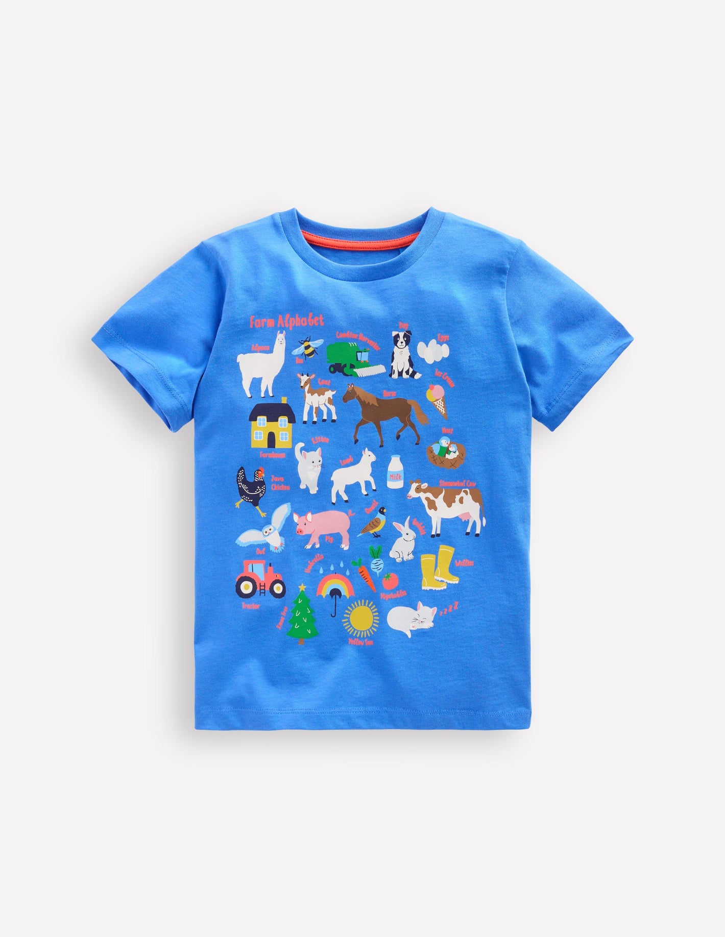 T-Shirt mit Druck-Pfauenfederblau Bauernhof