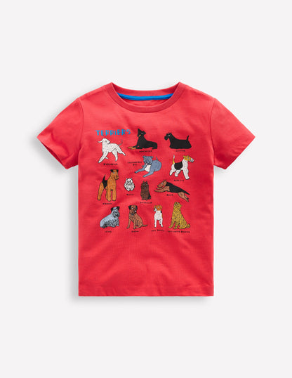 T-shirt imprimé à manches courtes-Chiens rouge tomate cerise