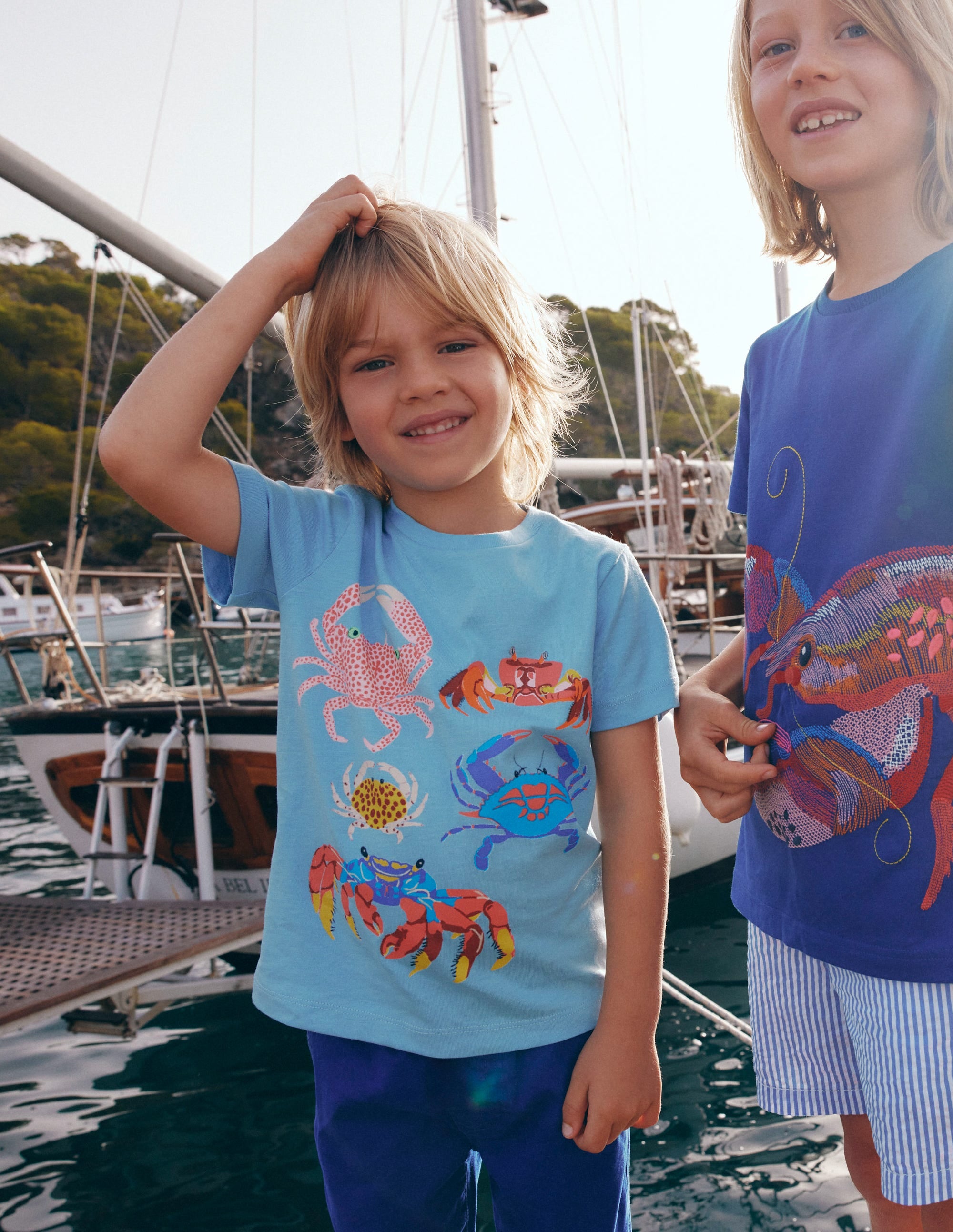 T-shirt graphique à manches courtes-Crabes bleu vintage - Image 4