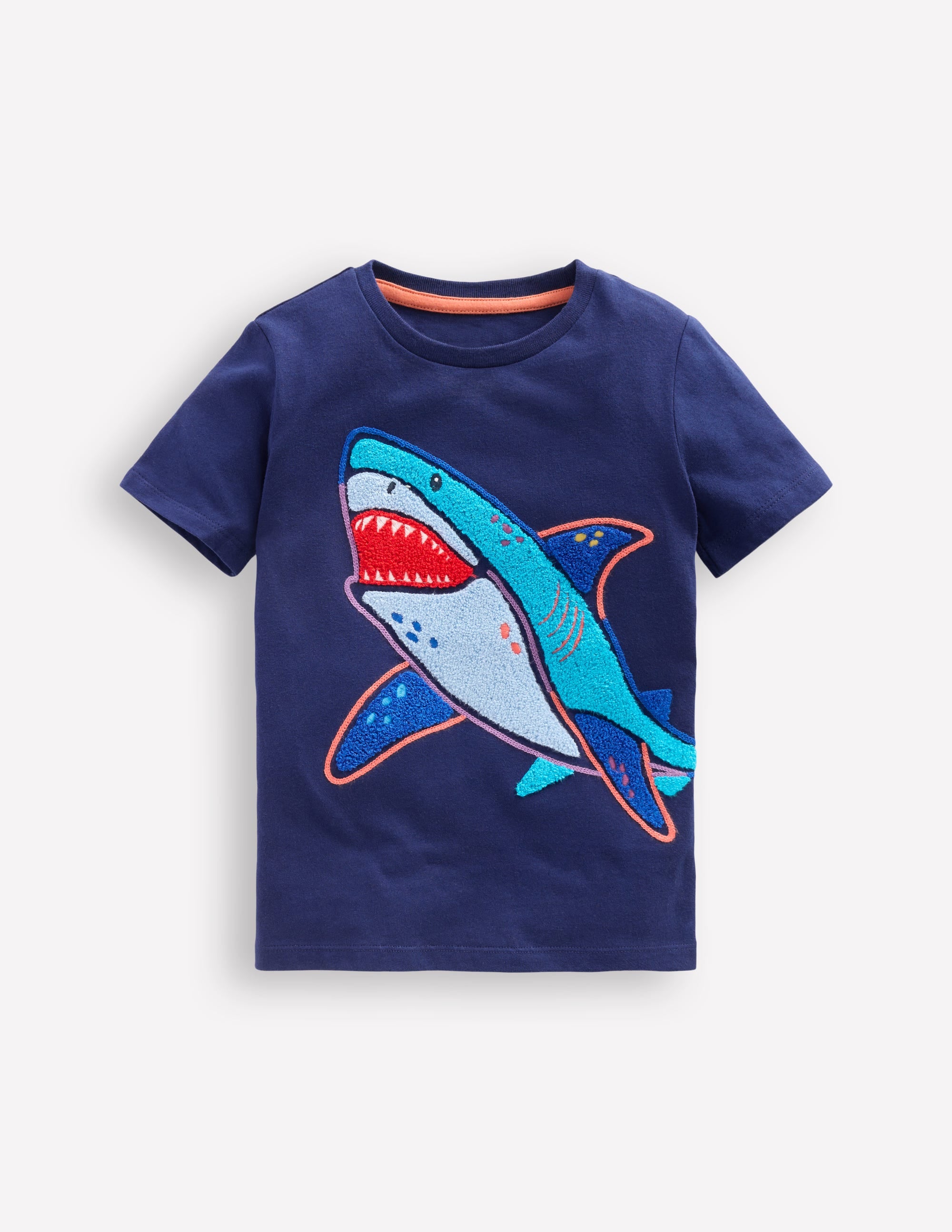 T-Shirt mit Kreuzstich-Mittelalterliches Blau Hai - Image 1