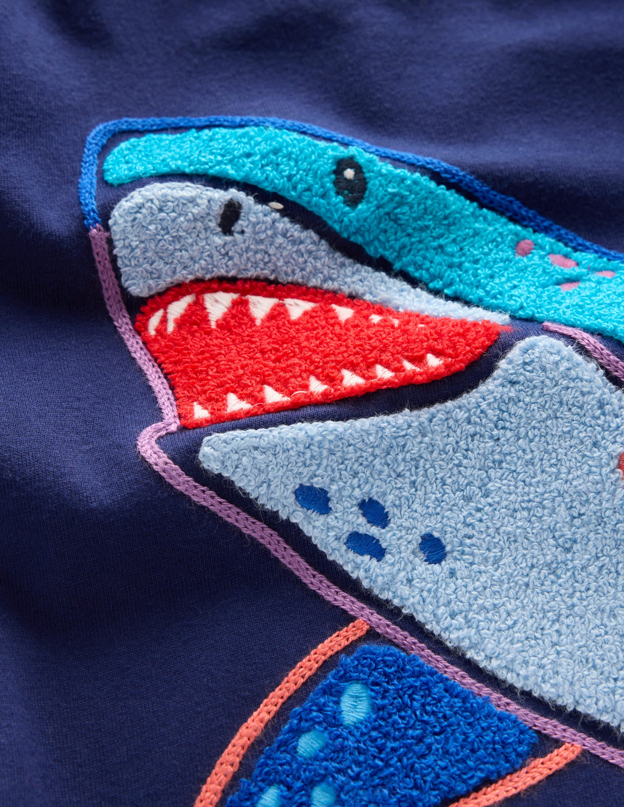 T-Shirt mit Kreuzstich-Mittelalterliches Blau Hai - Image 3