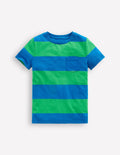 T-shirt manches courtes pour tous les jours-Vert printemps/bleu martin-pêcheur