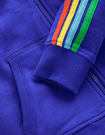 Rainbow Zip-Up Hoodie-Peacock Plume Blue